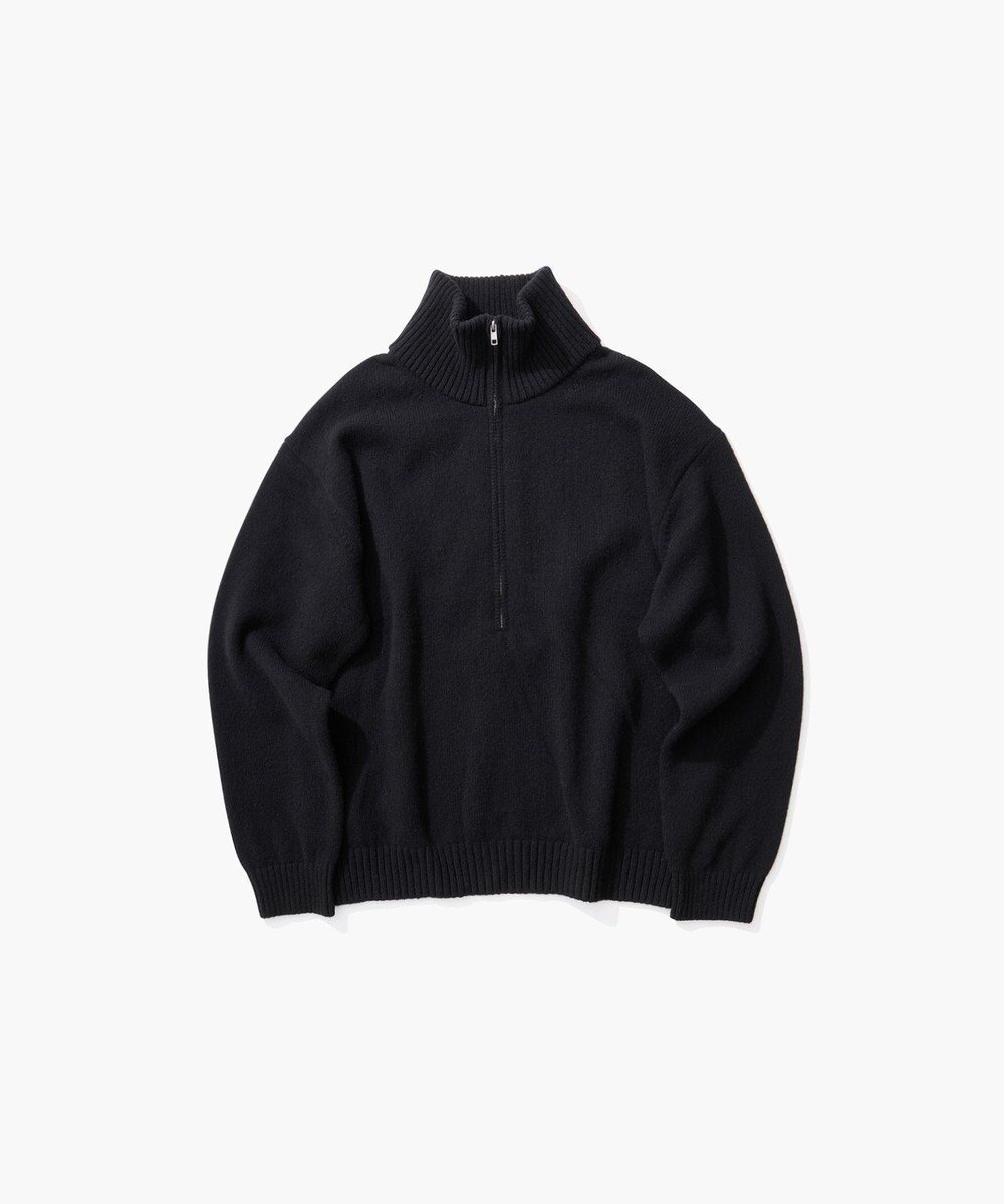 【エイトン/ATON】のLAMBS WOOL ハーフジップセーター - UNISEX インテリア・キッズ・メンズ・レディースファッション・服の通販 founy(ファニー) 　ファッション　Fashion　レディースファッション　Fashion for Women　トップス・カットソー　Cut & Sew Tops　ニット　Knit Tops & Sweaters　新作・新入荷　New Arrivals / New In　ユニセックス　Unisex, Genderless　カットソー　Cut and Sewn Top　セーター　Sweater, Knitwear　リラックス　Relax, Relaxed Fit　A/W・秋冬　Autumn/Winter　BLACK|ID: prp329100004708137 ipo3291000000034005711