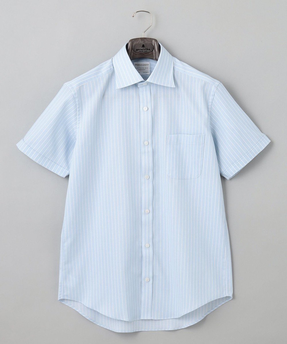 【五大陸/gotairiku / MEN】の春夏向け【形態安定】SUMMERPREMIUMPLEATS_スモールワイドカラー 半袖ドレスシャツ(ストライプ/チェック) 人気、トレンドファッション・服の通販 founy(ファニー) 　ファッション　Fashion　メンズファッション　Fashion for Men　トップス・カットソー　Cut & Sew Tops　メンズシャツ　Shirts　春　Spring　ストライプ　Stripe, Striped Pattern　ストレッチ　Stretch, Stretchy Fabric　スーピマ　Supima, Premium Cotton　チェック　Check, Plaid, Tartan　ドレス　Dress, One-Piece　定番　Standard, Basic Item　半袖　Short Sleeve, Half Sleeve　レギュラー　Regular, Standard Fit　ワイド　Wide, Wide Fit　S/S・春夏　SS, Spring/Summer, Warm Season　夏　Summer　 other-1|ID: prp329100004708172 ipo3291000000034005855