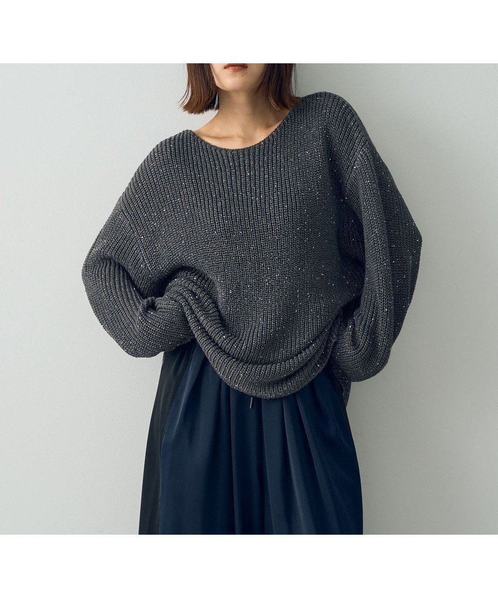 【イェッカ ヴェッカ/YECCA VECCA】のスパンコールボートネックニット インテリア・キッズ・メンズ・レディースファッション・服の通販 founy(ファニー) ファッション Fashion レディースファッション Fashion for Women トップス・カットソー Cut & Sew Tops ニット Knit Tops & Sweaters おすすめ Recommended / Our Picks スパンコール Sequins, Sequin Embellishment スリット Slit, Slit Detail セーター Sweater, Knitwear トレンド Trend, Trending Now ポケット Pocket, Pocket Detail エレガント 上品 Elegant A/W・秋冬 Autumn/Winter Charcoal Gray|ID: prp329100004708212 ipo3291000000034070695