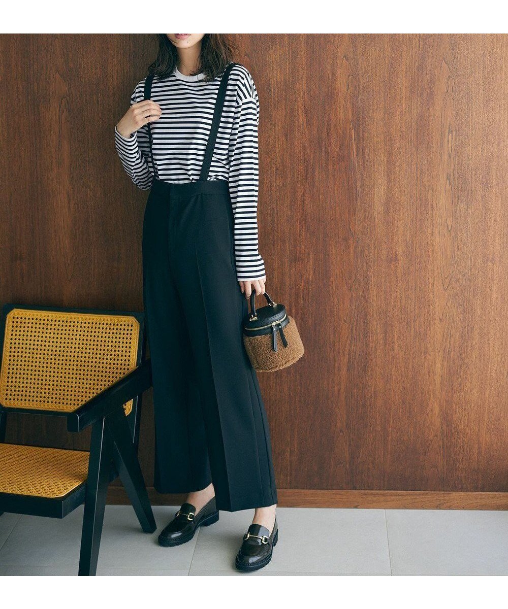 【23区/NIJYUSANKU】の【洗える】ストレッチダブルクロス サスペンダーパンツ インテリア・キッズ・メンズ・レディースファッション・服の通販 founy(ファニー) 　ファッション　Fashion　レディースファッション　Fashion for Women　パンツ　Pants & Trousers　2023年　2023　2023-2024秋冬・A/W　Autumn/Winter 2023–24 AW23–24　サスペンダー　Suspenders, Braces　ストレッチ　Stretch, Stretchy Fabric　ストレート　Straight, Straight Cut　ドレープ　Drape, Draping Fabric　ワイド　Wide, Wide Fit　洗える　Machine Washable　A/W・秋冬　Autumn/Winter　ブラック系|ID: prp329100004708232 ipo3291000000034006197
