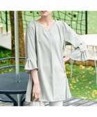 【ティアクラッセ/Tiaclasse】の【洗える】タックフレアパール付き袖チュニックブラウス ミント|ID: prp329100004708243 ipo3291000000034758030