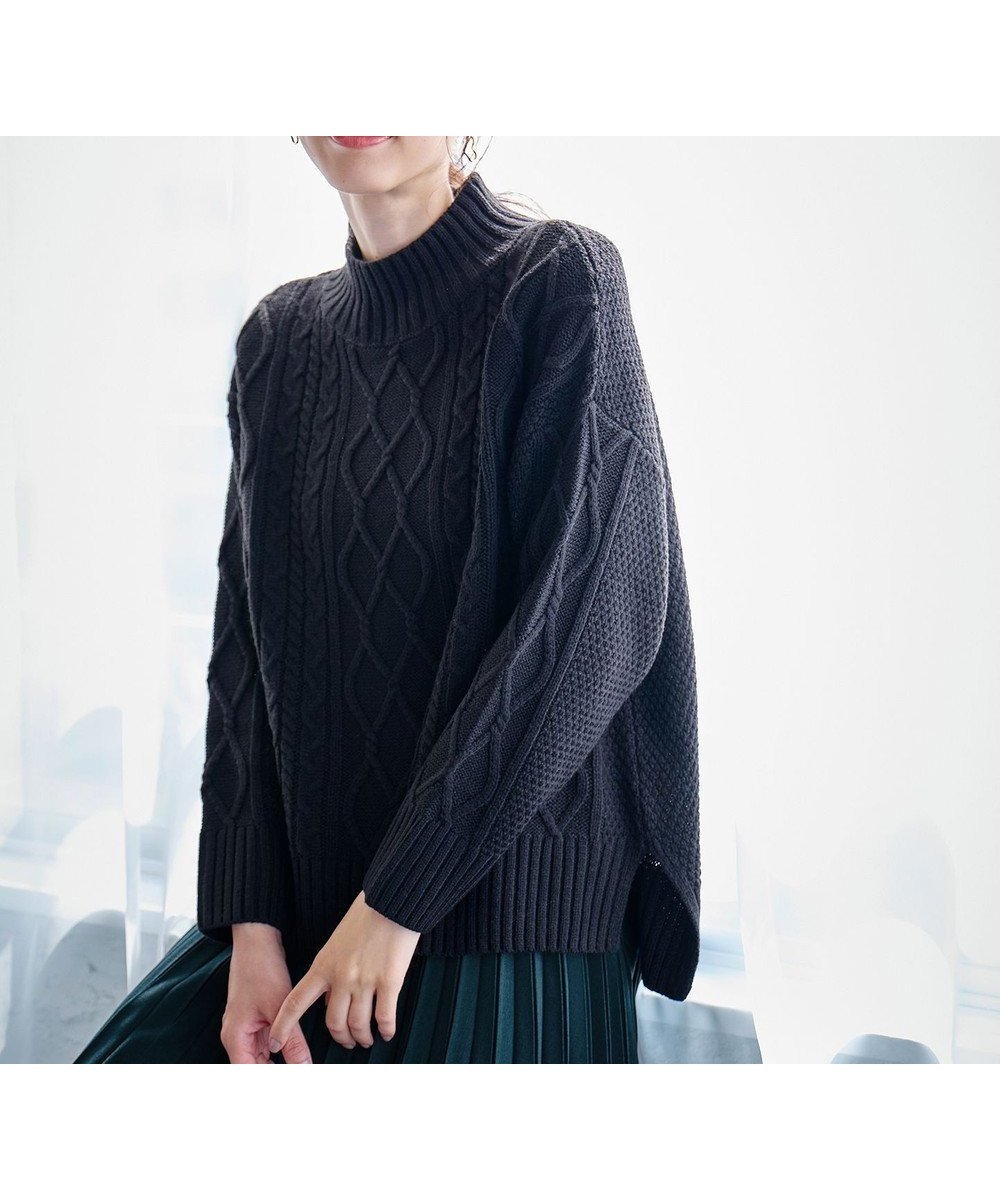 【エニー/ANY】の【6色展開】ソフトアクリルハイネックケーブルニット インテリア・キッズ・メンズ・レディースファッション・服の通販 founy(ファニー) ファッション Fashion レディースファッション Fashion for Women トップス・カットソー Cut & Sew Tops ニット Knit Tops & Sweaters おすすめ Recommended / Our Picks アクリル Acrylic Material コンビ Combo, Combination Style スリット Slit, Slit Detail セーター Sweater, Knitwear ハイネック High Neck, Mock Neck A/W・秋冬 Autumn/Winter 鹿の子 Piqué, Kanoko Fabric ブラック|ID: prp329100004708246 ipo3291000000034366091