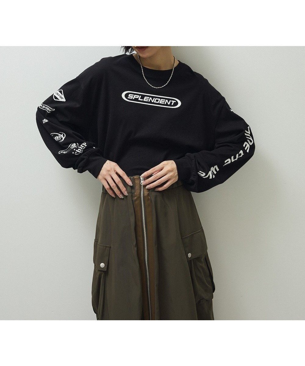 【グリーンパークス/Green Parks】の・SUGAR SPOON スポーツロゴptロンTEE インテリア・キッズ・メンズ・レディースファッション・服の通販 founy(ファニー) 　ファッション　Fashion　レディースファッション　Fashion for Women　トップス・カットソー　Cut & Sew Tops　シャツ・ブラウス・オフィスカジュアル　Elegant Blouses & Button-Ups　ロングTシャツ・Tシャツ　Longline T-Shirts & Tees　カットソー・ベーシックTシャツ　Cut-and-Sewn Tops / Stretch Tees & Basics　スポーツウェア　Functional & Stylish Sportswear　スポーツ トップス　Athletic Tops / Workout Tops / Training Shirts　新作・新入荷　New Arrivals / New In　おすすめ　Recommended / Our Picks　インナー　Innerwear　カットソー　Cut and Sewn Top　スポーツ　Sports, Activewear　スポーティ　Sporty, Casual Athletic　トレンド　Trend, Trending Now　プリント　Print, Printed Pattern　ポケット　Pocket, Pocket Detail　ロング　Long, Long-Length　A/W・秋冬　Autumn/Winter　Black|ID: prp329100004708258 ipo3291000000034006393