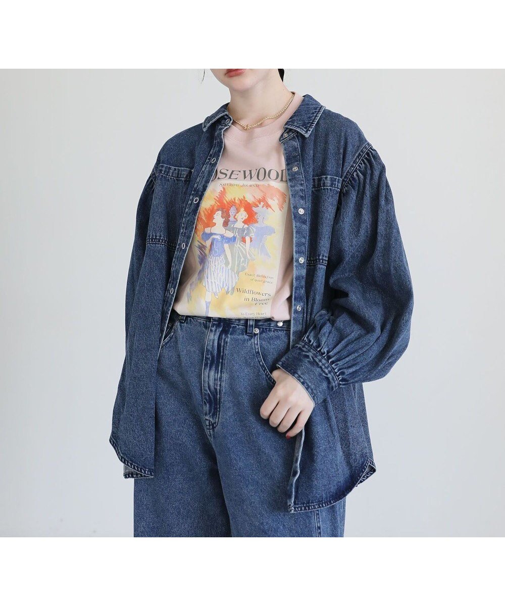 【グリーンパークス/Green Parks】の・SUGAR SPOON ボリュームスリーブデニムシ インテリア・キッズ・メンズ・レディースファッション・服の通販 founy(ファニー) ファッション Fashion レディースファッション Fashion for Women トップス・カットソー Cut & Sew Tops シャツ・ブラウス・オフィスカジュアル Elegant Blouses & Button-Ups ボリューム袖・フリルスリーブブラウス Voluminous & Ruffle Sleeves / Puffy Sleeve Tops ギャザー Gathered, Ruffled ボトム Bottoms, Lower Wear ポケット Pocket, Pocket Detail ヴィンテージ Vintage Style A/W・秋冬 Autumn/Winter Indigo|ID: prp329100004708271 ipo3291000000034006466