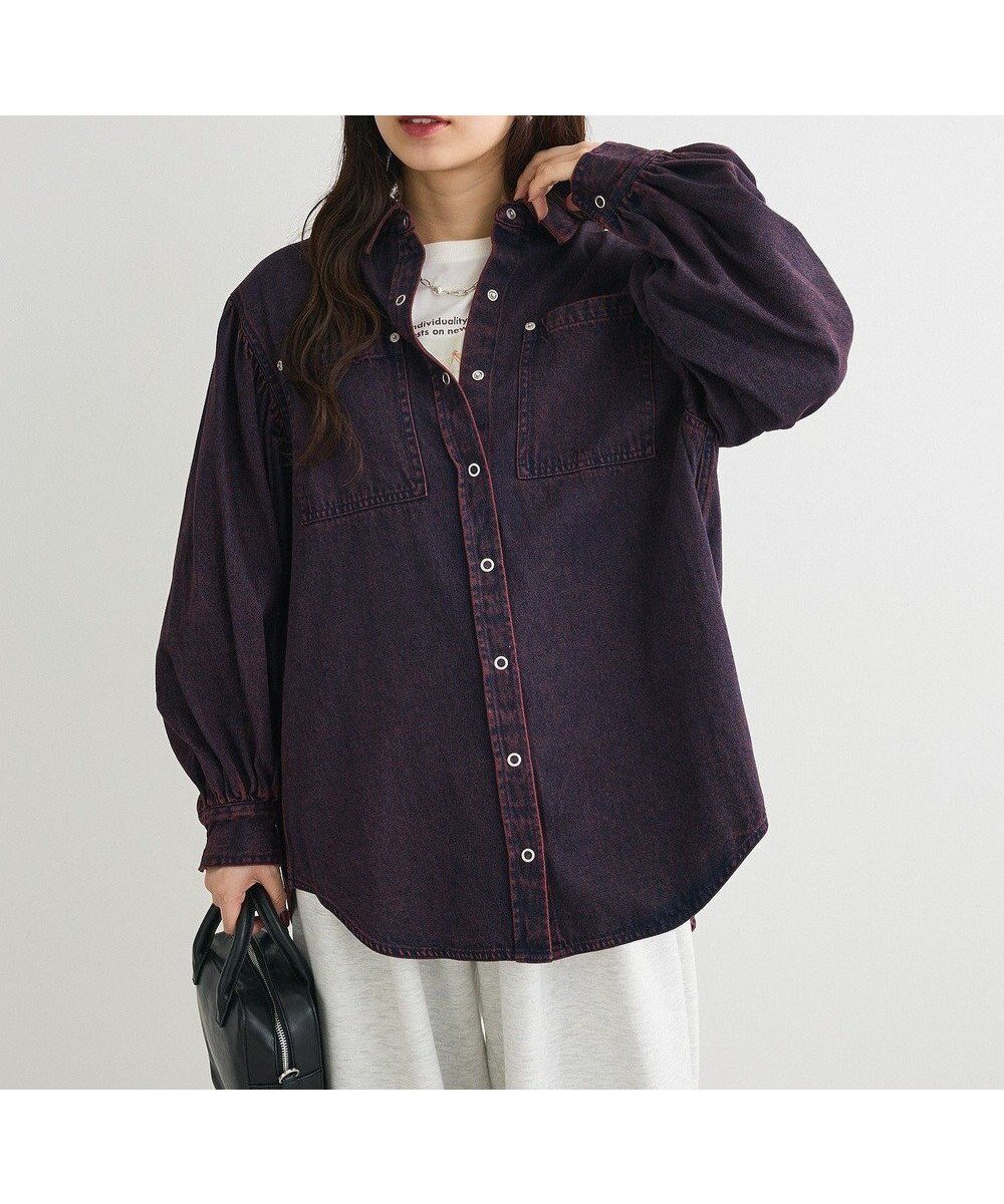 【グリーンパークス/Green Parks】の・SUGAR SPOON ボリュームスリーブデニムシ インテリア・キッズ・メンズ・レディースファッション・服の通販 founy(ファニー) ファッション Fashion レディースファッション Fashion for Women トップス・カットソー Cut & Sew Tops シャツ・ブラウス・オフィスカジュアル Elegant Blouses & Button-Ups ボリューム袖・フリルスリーブブラウス Voluminous & Ruffle Sleeves / Puffy Sleeve Tops ギャザー Gathered, Ruffled ボトム Bottoms, Lower Wear ポケット Pocket, Pocket Detail ヴィンテージ Vintage Style A/W・秋冬 Autumn/Winter Bordeaux|ID: prp329100004708271 ipo3291000000034327228