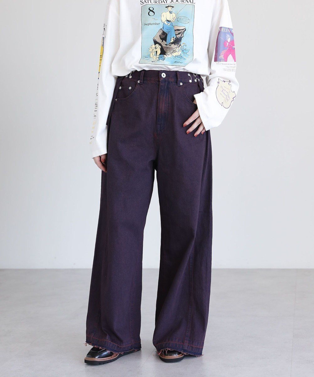 【グリーンパークス/Green Parks】の・SUGAR SPOON タックデニムワイドパンツ インテリア・キッズ・メンズ・レディースファッション・服の通販 founy(ファニー) 　ファッション　Fashion　レディースファッション　Fashion for Women　パンツ　Pants & Trousers　デニムパンツ・ジーンズ・美脚デニム　Denim Jeans & Pants　デニム　Denim, Jeans Material　ポケット　Pocket, Pocket Detail　ワイド　Wide, Wide Fit　ヴィンテージ　Vintage Style　A/W・秋冬　Autumn/Winter　Bordeaux|ID: prp329100004708272 ipo3291000000034006469