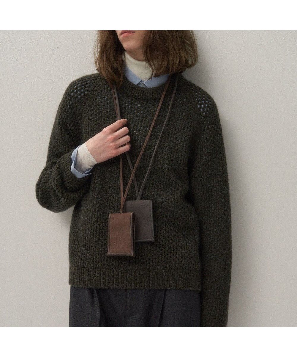 【エイトン/ATON】のWOOL CASHMERE ALPACA メッシュクルーネックセーター インテリア・キッズ・メンズ・レディースファッション・服の通販 founy(ファニー) 　ファッション　Fashion　レディースファッション　Fashion for Women　トップス・カットソー　Cut & Sew Tops　ニット　Knit Tops & Sweaters　新作・新入荷　New Arrivals / New In　カットソー　Cut and Sewn Top　カーディガン　Cardigan, Knitwear　スリーブ　Sleeve, Long Sleeve / Short Sleeve　セーター　Sweater, Knitwear　メッシュ　Mesh, Net Fabric　リラックス　Relax, Relaxed Fit　A/W・秋冬　Autumn/Winter　KHAKI|ID: prp329100004708275 ipo3291000000034006482