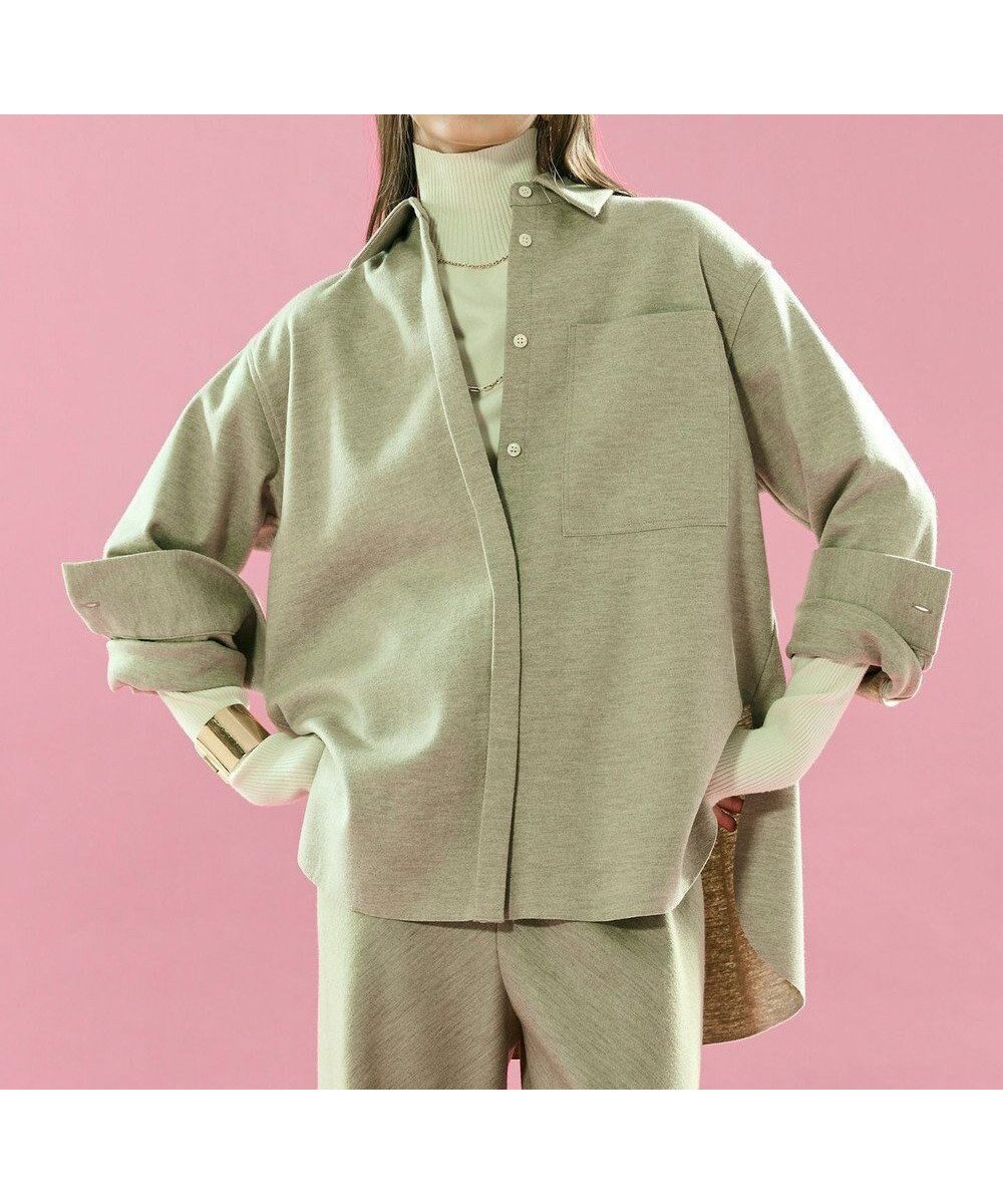 【ベイジ,/BEIGE,】のMONTAIGNE / ウールオーバーサイズシャツ インテリア・キッズ・メンズ・レディースファッション・服の通販 founy(ファニー) 　ファッション　Fashion　レディースファッション　Fashion for Women　トップス・カットソー　Cut & Sew Tops　シャツ・ブラウス・オフィスカジュアル　Elegant Blouses & Button-Ups　おすすめ　Recommended / Our Picks　インナー　Innerwear　セットアップ　Set-Up, Coordinated Outfit　タートルネック　Turtleneck, High Neck　ポケット　Pocket, Pocket Detail　ロング　Long, Long-Length　人気　Popular, Best Seller　A/W・秋冬　Autumn/Winter　Top Taupe|ID: prp329100004708279 ipo3291000000034271481