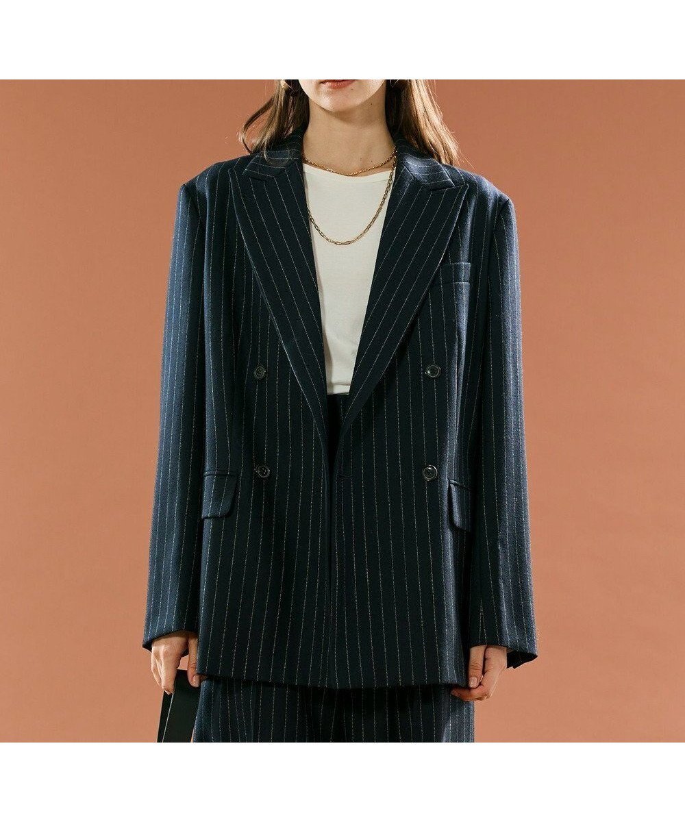 【ベイジ,/BEIGE,】のDELAND / ウールピンストライプダブルジャケット インテリア・キッズ・メンズ・レディースファッション・服の通販 founy(ファニー) ファッション Fashion レディースファッション Fashion for Women アウター Coat / Outerwear Collection レディースジャケット・軽アウター Jackets おすすめ Recommended / Our Picks クラシカル Classical, Vintage-Inspired ジャケット Jacket, Outerwear ストライプ Stripe, Striped Pattern セットアップ Set-Up, Coordinated Outfit ダウン Down, Puffer ダブル Double, Double-Breasted デニム Denim, Jeans Material リラックス Relax, Relaxed Fit エレガント 上品 Elegant Navy St.|ID: prp329100004708280 ipo3291000000034006500