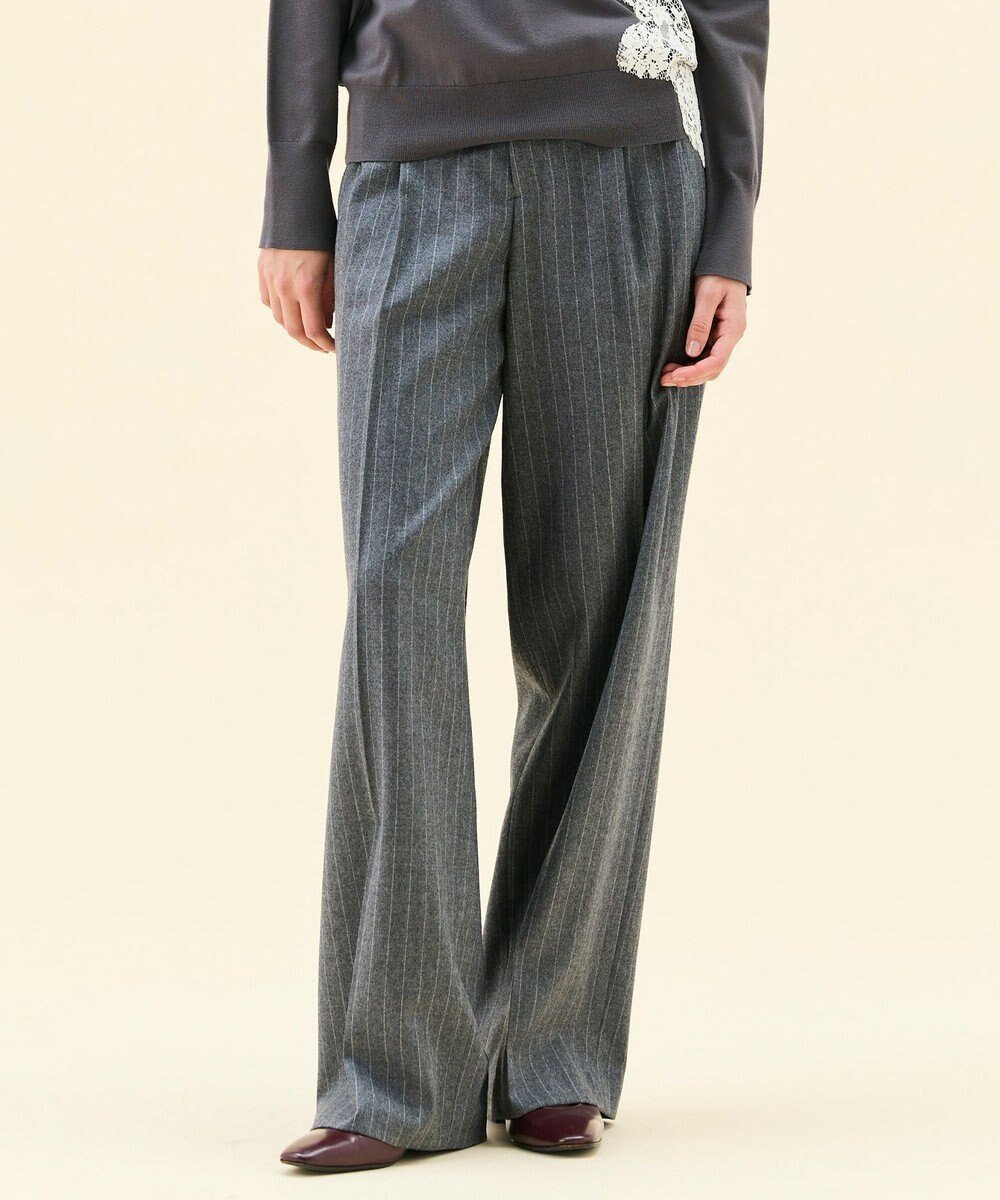 【ベイジ,/BEIGE,】のDELAND / ウールピンストライプハイウエストタックパンツ インテリア・キッズ・メンズ・レディースファッション・服の通販 founy(ファニー) 　ファッション　Fashion　レディースファッション　Fashion for Women　パンツ　Pants & Trousers　クラシカル　Classical, Vintage-Inspired　ジャケット　Jacket, Outerwear　ストライプ　Stripe, Striped Pattern　ストレート　Straight, Straight Cut　セットアップ　Set-Up, Coordinated Outfit　ダウン　Down, Puffer　ワイド　Wide, Wide Fit　A/W・秋冬　Autumn/Winter　おすすめ　Recommended / Our Picks　エレガント 上品　Elegant　Gray St.|ID: prp329100004708287 ipo3291000000034006524