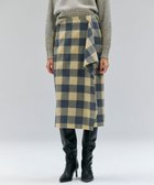 【ベイジ,/BEIGE,】のHOBBS / フェイクレザーウールチェックラップスカート L.Mustard ×Md Gray|ID: prp329100004708289 ipo3291000000034006529