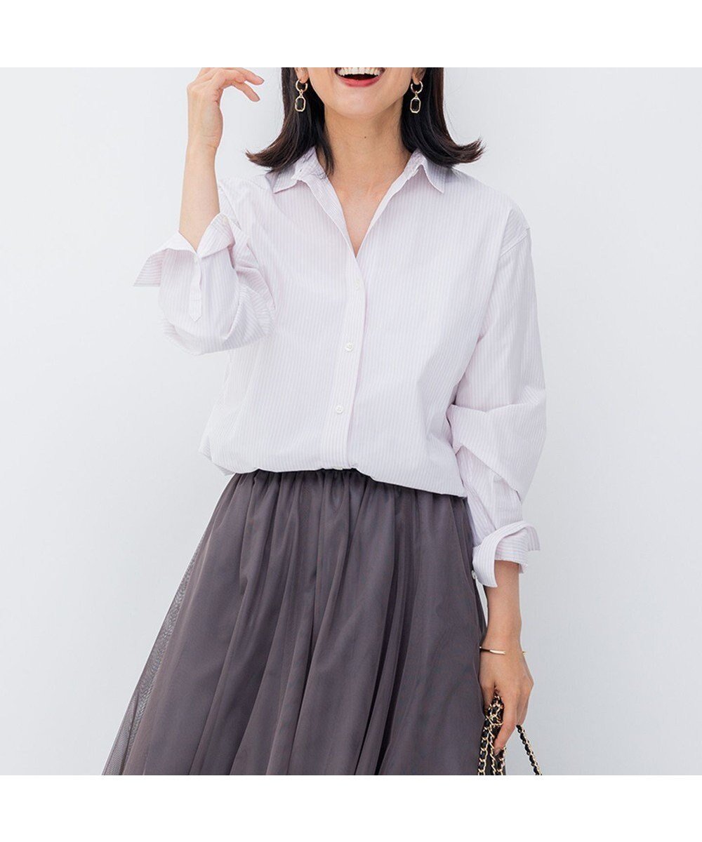 【23区/NIJYUSANKU】の【洗える】CANCLINI ベーシック シャツ インテリア・キッズ・メンズ・レディースファッション・服の通販 founy(ファニー) 　ファッション　Fashion　レディースファッション　Fashion for Women　トップス・カットソー　Cut & Sew Tops　シャツ・ブラウス・オフィスカジュアル　Elegant Blouses & Button-Ups　イタリア　Italy　インナー　Innerwear　エレガント 上品　Elegant　洗える　Machine Washable　シンプル　Simple, Minimal　ストライプ　Stripe, Striped Pattern　スリーブ　Sleeve, Long Sleeve / Short Sleeve　ダブル　Double, Double-Breasted　ツイル　Twist, Twisted Detail　デニム　Denim, Jeans Material　定番　Standard, Basic Item　ベーシック　Basic, Essential　無地　Plain, Solid Color　ロング　Long, Long-Length　A/W・秋冬　Autumn/Winter　冬　Winter / This Winter　おすすめ　Recommended / Our Picks　2023年　2023　2023-2024秋冬・A/W　Autumn/Winter 2023–24 AW23–24　ピンクストライプ|ID: prp329100004708300 ipo3291000000034006572