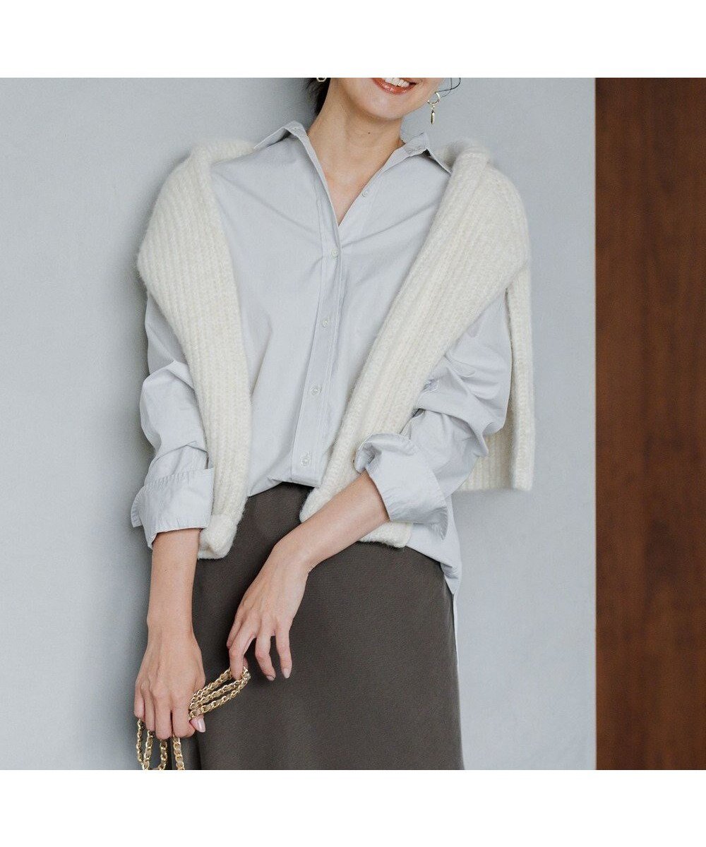 【23区/NIJYUSANKU】の【洗える】CANCLINI ベーシック シャツ インテリア・キッズ・メンズ・レディースファッション・服の通販 founy(ファニー) 　ファッション　Fashion　レディースファッション　Fashion for Women　トップス・カットソー　Cut & Sew Tops　シャツ・ブラウス・オフィスカジュアル　Elegant Blouses & Button-Ups　イタリア　Italy　インナー　Innerwear　エレガント 上品　Elegant　洗える　Machine Washable　シンプル　Simple, Minimal　ストライプ　Stripe, Striped Pattern　スリーブ　Sleeve, Long Sleeve / Short Sleeve　ダブル　Double, Double-Breasted　ツイル　Twist, Twisted Detail　デニム　Denim, Jeans Material　定番　Standard, Basic Item　ベーシック　Basic, Essential　無地　Plain, Solid Color　ロング　Long, Long-Length　A/W・秋冬　Autumn/Winter　冬　Winter / This Winter　おすすめ　Recommended / Our Picks　2023年　2023　2023-2024秋冬・A/W　Autumn/Winter 2023–24 AW23–24　ライトグレー系|ID: prp329100004708300 ipo3291000000034006573