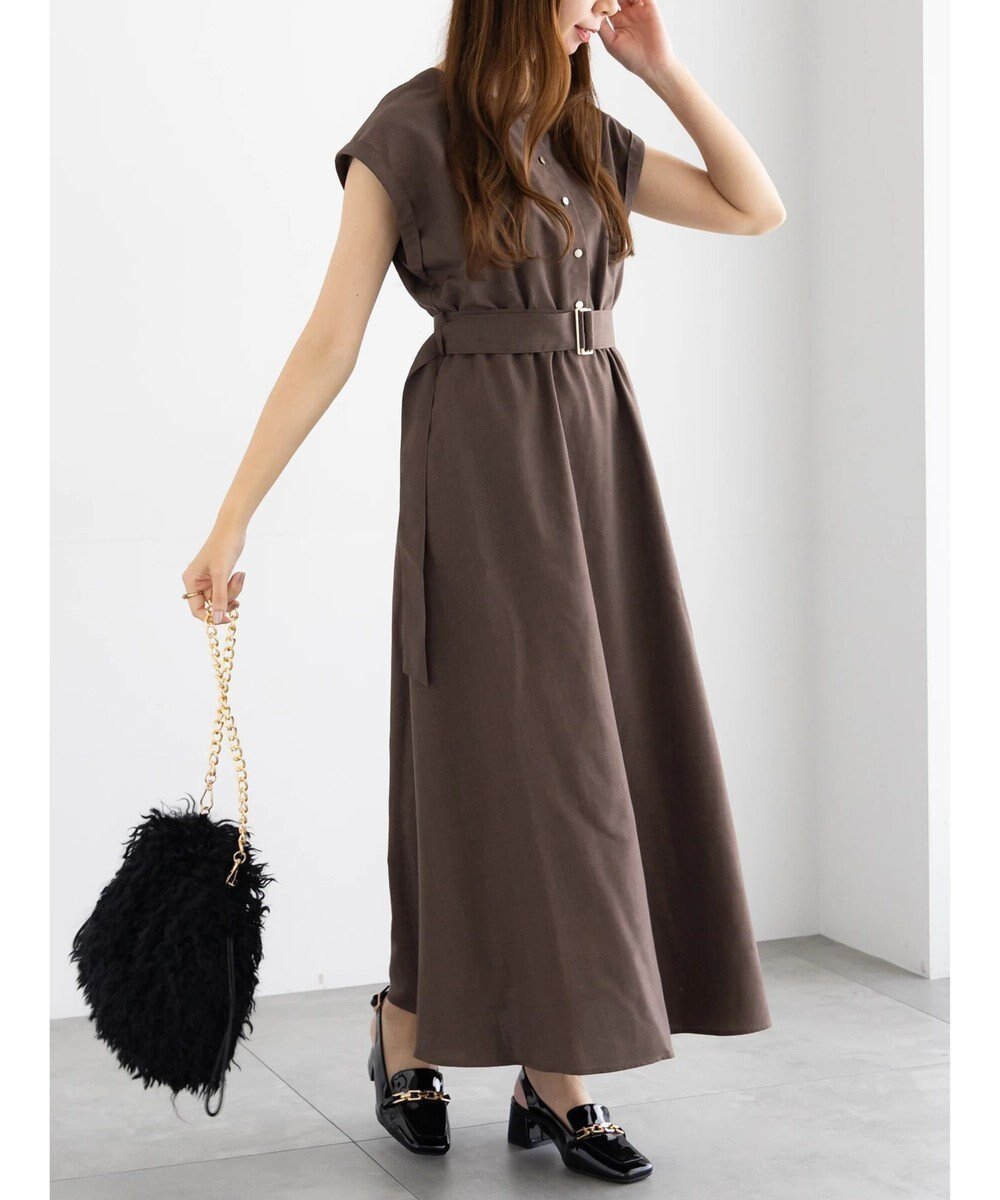 【テチチ/Te chichi】のリネンライクウエストマークワンピース インテリア・キッズ・メンズ・レディースファッション・服の通販 founy(ファニー) 　ファッション　Fashion　レディースファッション　Fashion for Women　ワンピース　Dresses　新作・新入荷　New Arrivals / New In　スリーブ　Sleeve, Long Sleeve / Short Sleeve　フレンチ　French, French Style　夏　Summer　S/S・春夏　SS, Spring/Summer, Warm Season　A/W・秋冬　Autumn/Winter　ブラウン|ID: prp329100004708315 ipo3291000000034006613