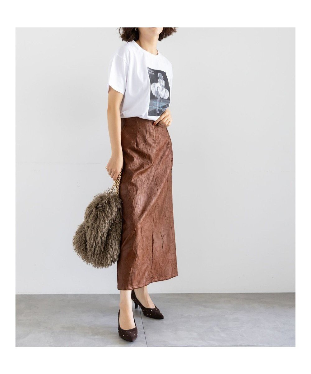 【テチチ/Te chichi】のクラックレザーライクナロースカート インテリア・キッズ・メンズ・レディースファッション・服の通販 founy(ファニー) 　ファッション　Fashion　レディースファッション　Fashion for Women　スカート　Skirts　新作・新入荷　New Arrivals / New In　おすすめ　Recommended / Our Picks　スリット　Slit, Slit Detail　トレンド　Trend, Trending Now　夏　Summer　S/S・春夏　SS, Spring/Summer, Warm Season　A/W・秋冬　Autumn/Winter　ブラウン|ID: prp329100004708340 ipo3291000000034006700