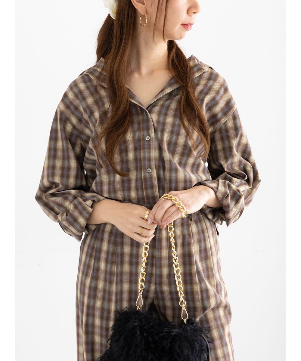 【テチチ/Te chichi】のチェックショートシャツ(セットアップ可)《2025Autumn catalog item》 インテリア・キッズ・メンズ・レディースファッション・服の通販 founy(ファニー) 　ファッション　Fashion　レディースファッション　Fashion for Women　トップス・カットソー　Cut & Sew Tops　シャツ・ブラウス・オフィスカジュアル　Elegant Blouses & Button-Ups　セットアップ　Matching Sets　レディーストップス・ブラウス　Tops & Blouses / Assorted Women's Tops　新作・新入荷　New Arrivals / New In　2025年　2025　2025-2026秋冬・A/W　Autumn/Winter 2025–26 AW25–26　インナー　Innerwear　ショート　Short, Short Length　セットアップ　Set-Up, Coordinated Outfit　チェック　Check, Plaid, Tartan　夏　Summer　S/S・春夏　SS, Spring/Summer, Warm Season　A/W・秋冬　Autumn/Winter　雑誌　Magazine, Fashion Magazine　ブラウン|ID: prp329100004708374 ipo3291000000034006823