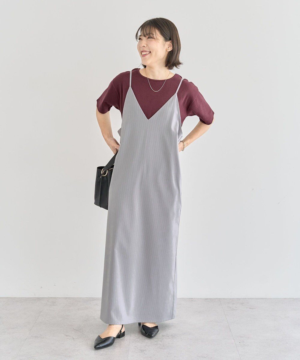 【グリーンパークス/Green Parks】のVネックキャミワンピース インテリア・キッズ・メンズ・レディースファッション・服の通販 founy(ファニー) 　ファッション　Fashion　レディースファッション　Fashion for Women　ワンピース　Dresses　キャミソールワンピース　Camisole Dresses　新作・新入荷　New Arrivals / New In　おすすめ　Recommended / Our Picks　インナー　Innerwear　キャミワンピース　Cami Dress, Slip Dress　スマート　Smart, Elegant　ポケット　Pocket, Pocket Detail　ロング　Long, Long-Length　A/W・秋冬　Autumn/Winter　Gray|ID: prp329100004708429 ipo3291000000034007002