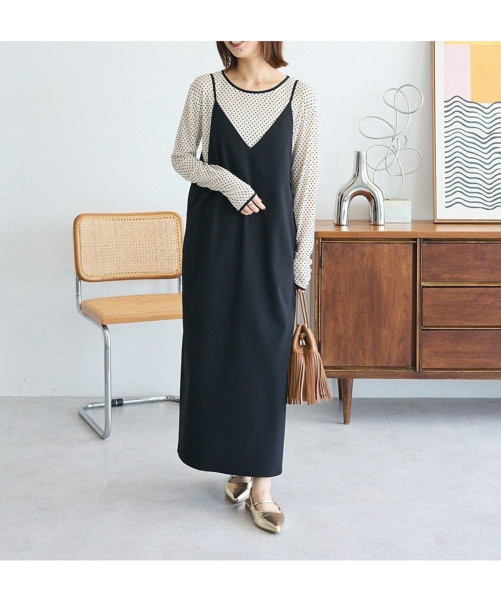 【グリーンパークス/Green Parks】のVネックキャミワンピース インテリア・キッズ・メンズ・レディースファッション・服の通販 founy(ファニー) 　ファッション　Fashion　レディースファッション　Fashion for Women　ワンピース　Dresses　キャミソールワンピース　Camisole Dresses　新作・新入荷　New Arrivals / New In　おすすめ　Recommended / Our Picks　インナー　Innerwear　キャミワンピース　Cami Dress, Slip Dress　スマート　Smart, Elegant　ポケット　Pocket, Pocket Detail　ロング　Long, Long-Length　A/W・秋冬　Autumn/Winter　Black|ID: prp329100004708429 ipo3291000000034007003