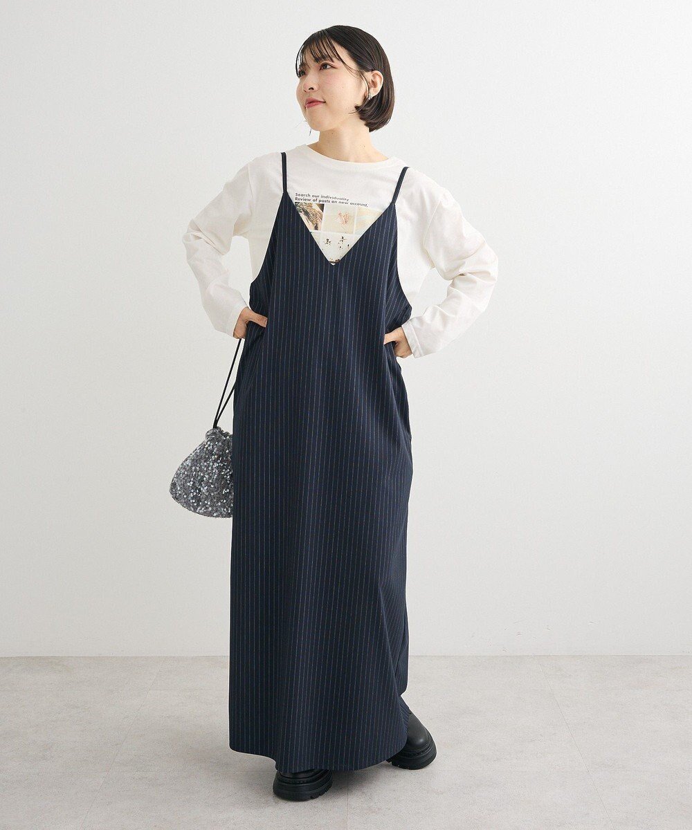 【グリーンパークス/Green Parks】のVネックキャミワンピース インテリア・キッズ・メンズ・レディースファッション・服の通販 founy(ファニー) ファッション Fashion レディースファッション Fashion for Women ワンピース Dresses キャミソールワンピース Camisole Dresses おすすめ Recommended / Our Picks インナー Innerwear キャミワンピース Cami Dress, Slip Dress スマート Smart, Elegant ポケット Pocket, Pocket Detail ロング Long, Long-Length A/W・秋冬 Autumn/Winter Navy|ID: prp329100004708429 ipo3291000000034327257