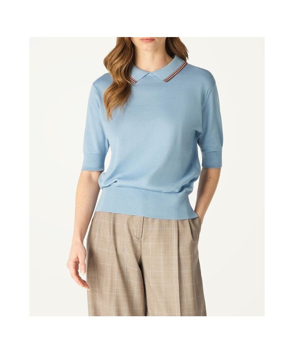 【ダックス/DAKS】のJohn Smedley for DAKS ハウスストライプ襟付きトップス インテリア・キッズ・メンズ・レディースファッション・服の通販 founy(ファニー) ファッション Fashion レディースファッション Fashion for Women トップス・カットソー Cut & Sew Tops ニット Knit Tops & Sweaters エレガント 上品 Elegant ストライプ Stripe, Striped Pattern セーター Sweater, Knitwear 半袖 Short Sleeve, Half Sleeve 夏 Summer S/S・春夏 SS, Spring/Summer, Warm Season A/W・秋冬 Autumn/Winter シーグラス|ID: prp329100004709384 ipo3291000000034017280