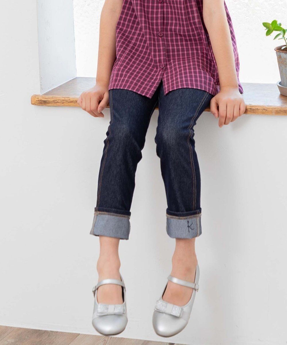 【組曲 / KIDS/KUMIKYOKU】の【110-140㎝】デニムニット パンツ 人気、トレンドファッション・服の通販 founy(ファニー) 　ファッション　Fashion　キッズファッション　Fashion for Kids　ボトムス　Bottoms　デニム　Denim, Jeans Material　プリント　Print, Printed Pattern　リボン　Ribbon, Bow　ロールアップ　Roll-Up, Cuffed Hem　夏　Summer　S/S・春夏　SS, Spring/Summer, Warm Season　A/W・秋冬　Autumn/Winter　 other-1|ID: prp329100004709390 ipo3291000000034017301