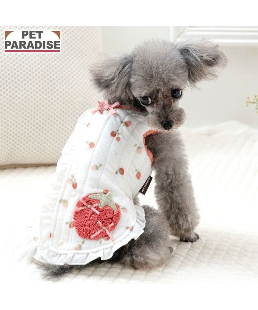 【ペットパラダイス/PET PARADISE / GOODS】のペットパラダイス ふわりと キルトベスト 《いちご》 超小型犬 小型犬 インテリア・キッズ・メンズ・レディースファッション・服の通販 founy(ファニー) 　新作・新入荷　New Arrivals / New In　キルティング　Quilted, Quilting　キルト　Quilt, Quilted Fabric　ベスト　Vest, Waistcoat　冬　Winter / This Winter　犬　Dog　A/W・秋冬　Autumn/Winter　ホーム・キャンプ・アウトドア・お取り寄せ　Home Living / Home & Lifestyle / Camping Gear / Outdoor Camping　ペットグッズ　Pet Supplies　ホワイト|ID: prp329100004709391 ipo3291000000034017304
