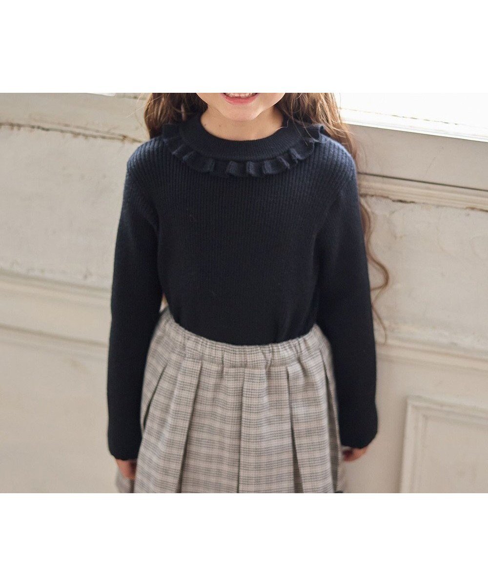 【エニィ/ANY / KIDS】のしあわせタッチニット インテリア・キッズ・メンズ・レディースファッション・服の通販 founy(ファニー) 　ファッション　Fashion　キッズファッション　Fashion for Kids　トップス・カットソー　Cut & Sew Tops　おすすめ　Recommended / Our Picks　インナー　Innerwear　シンプル　Simple, Minimal　セーター　Sweater, Knitwear　トレーナー　Sweatshirt, Trainer　フリル　Frill, Ruffle　ポケット　Pocket, Pocket Detail　リボン　Ribbon, Bow　洗える　Machine Washable　A/W・秋冬　Autumn/Winter　ブラック|ID: prp329100004709433 ipo3291000000034017414