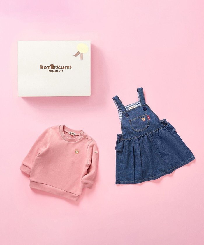 【ミキハウスホットビスケッツ/MIKI HOUSE HOT BISCUITS / KIDS】のワンポイントデニムジャンパースカート&ワンポイントトレーナーギフトセット【BOX付き】 インテリア・キッズ・メンズ・レディースファッション・服の通販 founy(ファニー) https://founy.com/ ファッション Fashion キッズファッション Fashion for Kids おすすめ Recommended / Our Picks インナー Innerwear ギフト プレゼント Gift / Present シンプル Simple, Minimal デニム Denim, Jeans Material トレーナー Sweatshirt, Trainer フリル Frill, Ruffle ベビー Baby, Babywear ポケット Pocket, Pocket Detail ワンポイント One Point, Statement Accent |ID: prp329100004709475 ipo3291000000034017519