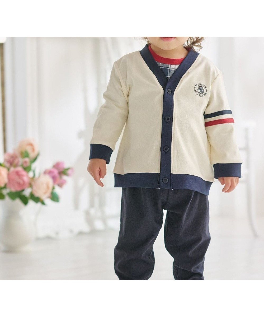 【ジェイ プレス/J.PRESS / KIDS】の【BOX付き】【80-90㎝】スムース 天竺カーディガン 長袖Tシャツ パンツ セット インテリア・キッズ・メンズ・レディースファッション・服の通販 founy(ファニー) 　ファッション　Fashion　キッズファッション　Fashion for Kids　ボトムス　Bottoms　カットソー　Cut and Sewn Top　カーディガン　Cardigan, Knitwear　スマホ　Smartphone, Mobile Device　セパレート　Separate, Two-Piece　チェック　Check, Plaid, Tartan　トレンド　Trend, Trending Now　定番　Standard, Basic Item　人気　Popular, Best Seller　長袖　Long Sleeve, Full Sleeve　ベビー　Baby, Babywear　ベーシック　Basic, Essential　ポケット　Pocket, Pocket Detail　モチーフ　Motif, Design Theme　無地　Plain, Solid Color　ロング　Long, Long-Length　楽ちん　Easy Fit, Comfortable　A/W・秋冬　Autumn/Winter　おすすめ　Recommended / Our Picks　ギフト プレゼント　Gift / Present　ネイビー系3|ID: prp329100004709482 ipo3291000000034017546