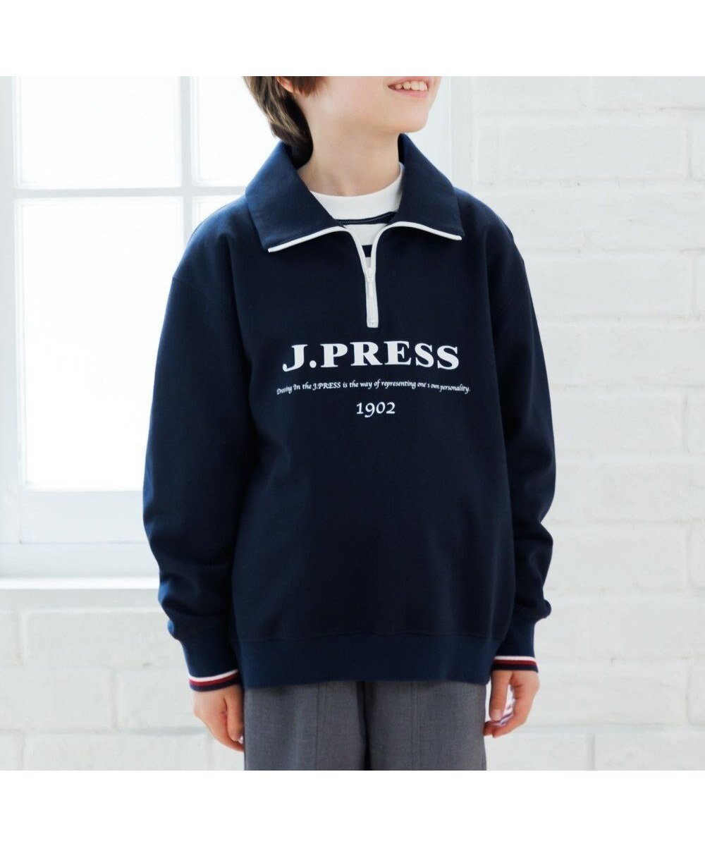 【ジェイ プレス/J.PRESS / KIDS】の【100-130cm】ミニ裏毛 ハーフジップ トレーナー インテリア・キッズ・メンズ・レディースファッション・服の通販 founy(ファニー) 　ファッション　Fashion　キッズファッション　Fashion for Kids　トップス・カットソー　Cut & Sew Tops　カットソー　Cut and Sewn Top　シンプル　Simple, Minimal　スウェット / スエット　Sweatshirt, Sweatwear　スポーツ　Sports, Activewear　スマホ　Smartphone, Mobile Device　トレンド　Trend, Trending Now　トレーナー　Sweatshirt, Trainer　定番　Standard, Basic Item　人気　Popular, Best Seller　長袖　Long Sleeve, Full Sleeve　プリント　Print, Printed Pattern　防寒　Cold Protection, Winter-Ready　リラックス　Relax, Relaxed Fit　楽ちん　Easy Fit, Comfortable　A/W・秋冬　Autumn/Winter　冬　Winter / This Winter　おすすめ　Recommended / Our Picks　2025年　2025　2025-2026秋冬・A/W　Autumn/Winter 2025–26 AW25–26　ネイビー系|ID: prp329100004709509 ipo3291000000034017620