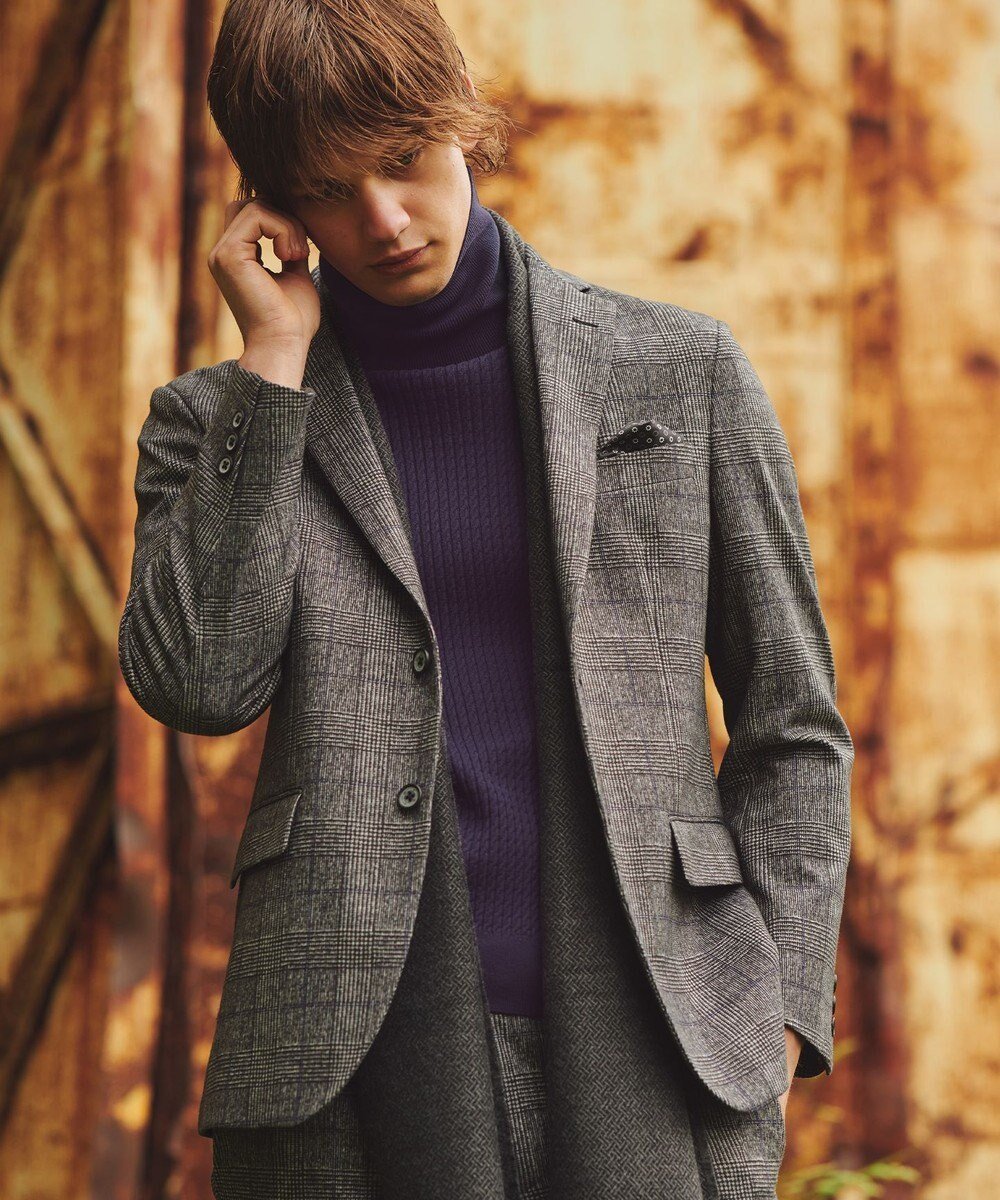 【ジョセフ アブード/JOSEPH ABBOUD / MEN】の【ストレッチ/保温性/伸縮回復性】フランネルジャージージャケット インテリア・キッズ・メンズ・レディースファッション・服の通販 founy(ファニー) 　ファッション　Fashion　メンズファッション　Fashion for Men　アウター　Men's Coats Outerwear　テーラードジャケット　Tailored Jackets & Blazers　シンプル　Simple, Minimal　ジャケット　Jacket, Outerwear　ストレッチ　Stretch, Stretchy Fabric　プリント　Print, Printed Pattern　ポケット　Pocket, Pocket Detail　A/W・秋冬　Autumn/Winter　新作・新入荷　New Arrivals / New In　おすすめ　Recommended / Our Picks　エレガント 上品　Elegant　ブラック系4|ID: prp329100004709518 ipo3291000000034017657