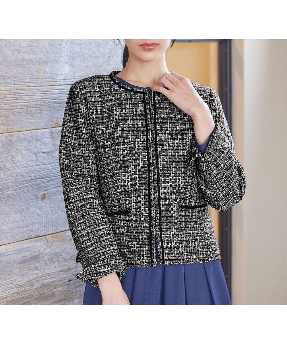 【ティアクラッセ/Tiaclasse】のラメツイードジャケット インテリア・キッズ・メンズ・レディースファッション・服の通販 founy(ファニー) 　ファッション　Fashion　レディースファッション　Fashion for Women　アウター　Coat / Outerwear Collection　レディースジャケット・軽アウター　Jackets　ノーカラージャケット / シンプル上品コーデ　Collarless Jackets　おすすめ　Recommended / Our Picks　ウォッシャブル　Machine Washable　オケージョン　Occasion Wear　カーディガン　Cardigan, Knitwear　ジャケット　Jacket, Outerwear　セレモニー　Ceremony　チュニック　Tunic, Long Top　ツイード　Twill, Twill Weave　ラウンド　Round, Round Neck　再入荷　Restock / Back in Stock　冬　Winter / This Winter　新作・新入荷　New Arrivals / New In　春　Spring　洗える　Machine Washable　秋　Autumn　A/W・秋冬　Autumn/Winter　ビジネス 仕事 通勤　Business / Work / Commuting　長袖　Long Sleeve, Full Sleeve　ブラック|ID: prp329100004709580 ipo3291000000035761094