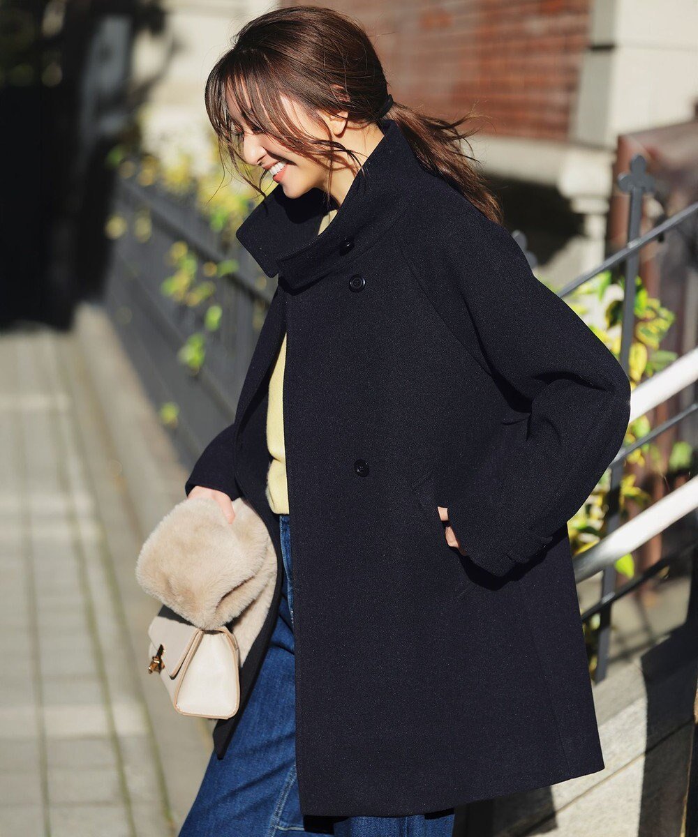 【エニィ スィス/any SiS】のウールライクスタンドカラー ミドルコート インテリア・キッズ・メンズ・レディースファッション・服の通販 founy(ファニー) 　ファッション　Fashion　レディースファッション　Fashion for Women　アウター　Coat / Outerwear Collection　コート・ロングコート・ピーコート　Long Coats, Peacoats & More　レディースジャケット・軽アウター　Jackets　ジャケット　Jacket, Outerwear　スタンド　Stand Collar, Upright Stand　ストレッチ　Stretch, Stretchy Fabric　デニム　Denim, Jeans Material　トレンド　Trend, Trending Now　フォルム　Silhouette, Form　ベーシック　Basic, Essential　ポケット　Pocket, Pocket Detail　ミドル　Middle Length, Mid Height　ヨーク　Yoke, Yoke Design　ラッセル　Raschel, Raschel Lace　リラックス　Relax, Relaxed Fit　冬　Winter / This Winter　A/W・秋冬　Autumn/Winter　おすすめ　Recommended / Our Picks　エレガント 上品　Elegant　新作・新入荷　New Arrivals / New In　ビジネス 仕事 通勤　Business / Work / Commuting　ネイビー|ID: prp329100004710844 ipo3291000000034413529