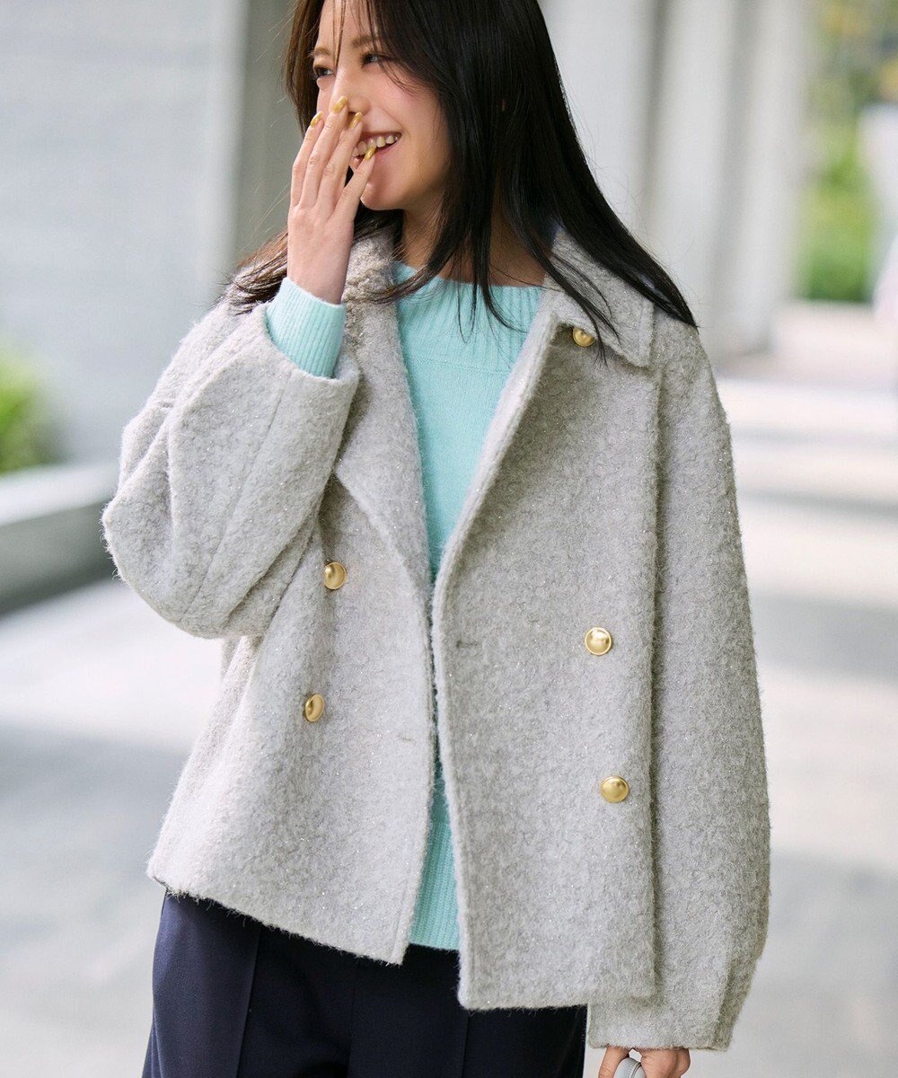 【エニィ スィス/any SiS】の【2WAY】ブークレーシャギーラメ アウター インテリア・キッズ・メンズ・レディースファッション・服の通販 founy(ファニー) 　ファッション　Fashion　レディースファッション　Fashion for Women　アウター　Coat / Outerwear Collection　コート・ロングコート・ピーコート　Long Coats, Peacoats & More　レディースジャケット・軽アウター　Jackets　おすすめ　Recommended / Our Picks　ショート　Short, Short Length　シルバー　Silver, Metallic Silver　ジャケット　Jacket, Outerwear　ダブル　Double, Double-Breasted　トレンド　Trend, Trending Now　ポケット　Pocket, Pocket Detail　新作・新入荷　New Arrivals / New In　A/W・秋冬　Autumn/Winter　ライトグレー|ID: prp329100004710851 ipo3291000000034640484