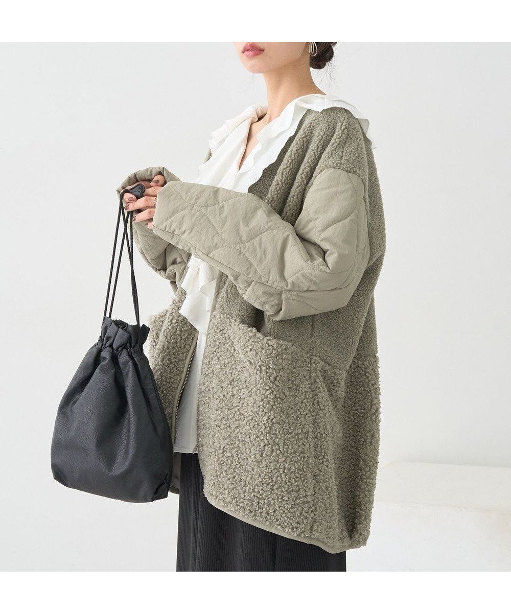 【アースミュージックアンドエコロジー/earth music&ecology】のボアキルトミドルコート インテリア・キッズ・メンズ・レディースファッション・服の通販 founy(ファニー) 　ファッション　Fashion　レディースファッション　Fashion for Women　アウター　Coat / Outerwear Collection　コート・ロングコート・ピーコート　Long Coats, Peacoats & More　レディースジャケット・軽アウター　Jackets　おすすめ　Recommended / Our Picks　コンビ　Combo, Combination Style　ジャケット　Jacket, Outerwear　バランス　Balance, Style Balance　ポケット　Pocket, Pocket Detail　ミドル　Middle Length, Mid Height　ロング　Long, Long-Length　A/W・秋冬　Autumn/Winter　Khaki|ID: prp329100004710852 ipo3291000000035411897