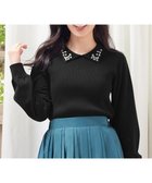 【ティアクラッセ/Tiaclasse】の襟ビジュー付きニットプルオーバー ブラック|ID: prp329100004710862 ipo3291000000035710637