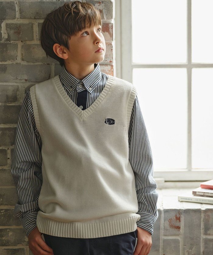 【ジェイ プレス/J.PRESS / KIDS】の【110-130cm】ロゴ入りニット ベスト インテリア・キッズ・メンズ・レディースファッション・服の通販 founy(ファニー) https://founy.com/ ファッション Fashion キッズファッション Fashion for Kids トップス・カットソー Cut & Sew Tops 2023年 2023 2023-2024秋冬・A/W Autumn/Winter 2023–24 AW23–24 冬 Winter / This Winter シンプル Simple, Minimal スマホ Smartphone, Mobile Device フォーマル Formal, Dressy ベスト Vest, Waistcoat ベーシック Basic, Essential 定番 Standard, Basic Item A/W・秋冬 Autumn/Winter |ID: prp329100004710865 ipo3291000000034028631