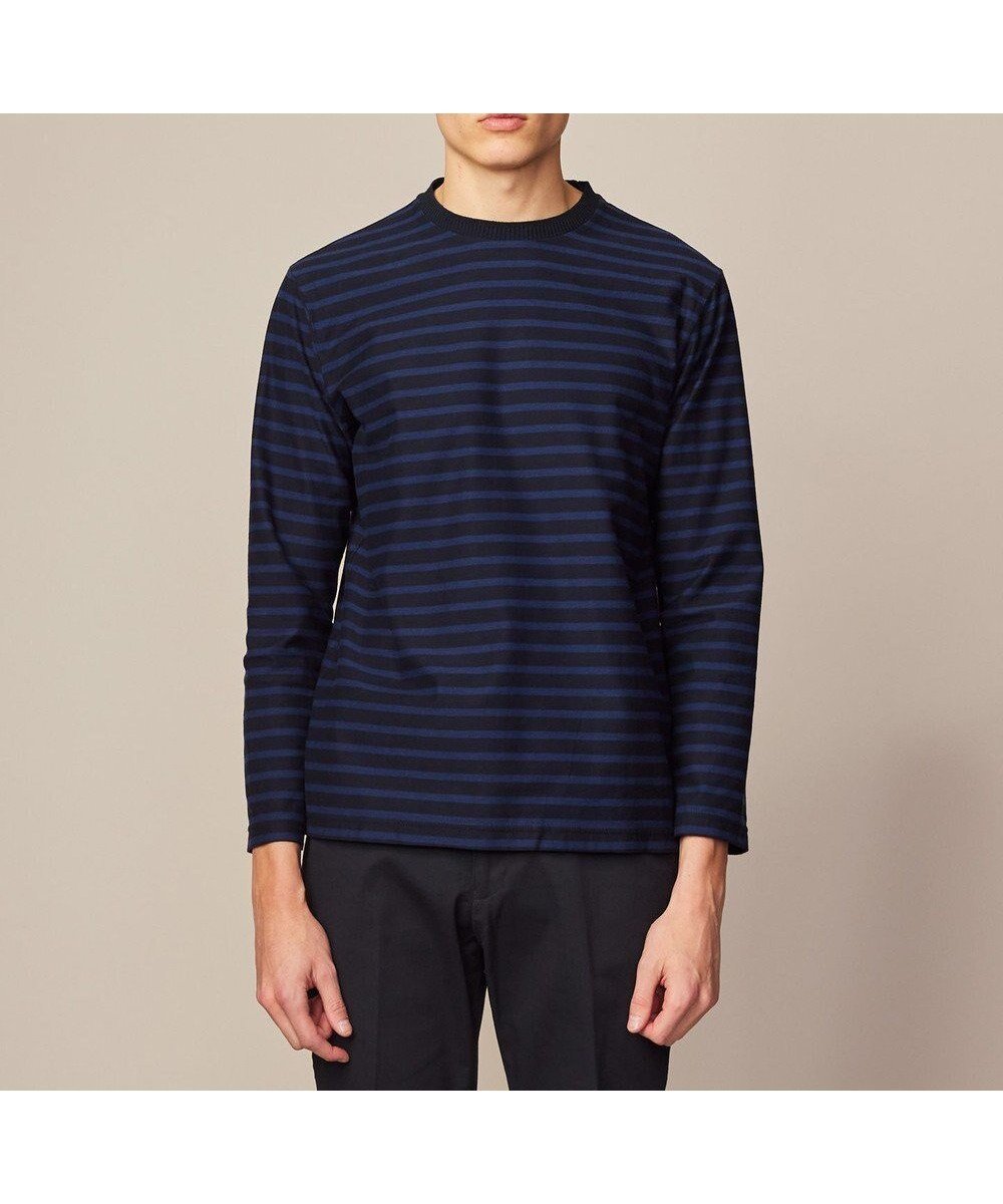【ジョセフ アブード/JOSEPH ABBOUD / MEN】の【オーガニックコットン使用】インレーボーダー Tシャツ インテリア・キッズ・メンズ・レディースファッション・服の通販 founy(ファニー) 　ファッション　Fashion　メンズファッション　Fashion for Men　トップス・カットソー　Cut & Sew Tops　メンズシャツ　Shirts　インナー　Innerwear　オーガニック　Organic Cotton　カットソー　Cut and Sewn Top　ジャケット　Jacket, Outerwear　ボーダー　Border, Stripe　エレガント 上品　Elegant　夏　Summer　春　Spring　S/S・春夏　SS, Spring/Summer, Warm Season　ネイビー系2|ID: prp329100004710918 ipo3291000000034028865