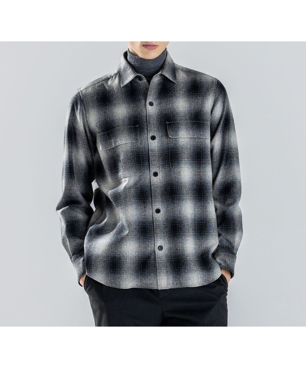 【ジョゼフ オム/JOSEPH HOMME / MEN】の新素材【再生型ファッション素材】フェードフラノチェック / シャツブルゾン インテリア・キッズ・メンズ・レディースファッション・服の通販 founy(ファニー) 　ファッション　Fashion　メンズファッション　Fashion for Men　トップス・カットソー　Cut & Sew Tops　メンズシャツ　Shirts　インナー　Innerwear　カフス　Cuff Design　フラップ　Flap, Flap Pocket　フロント　Front, Front Design　ブルゾン　Blouson, Bomber Jacket　ポケット　Pocket, Pocket Detail　冬　Winter / This Winter　A/W・秋冬　Autumn/Winter　グレー系3|ID: prp329100004710926 ipo3291000000034028901