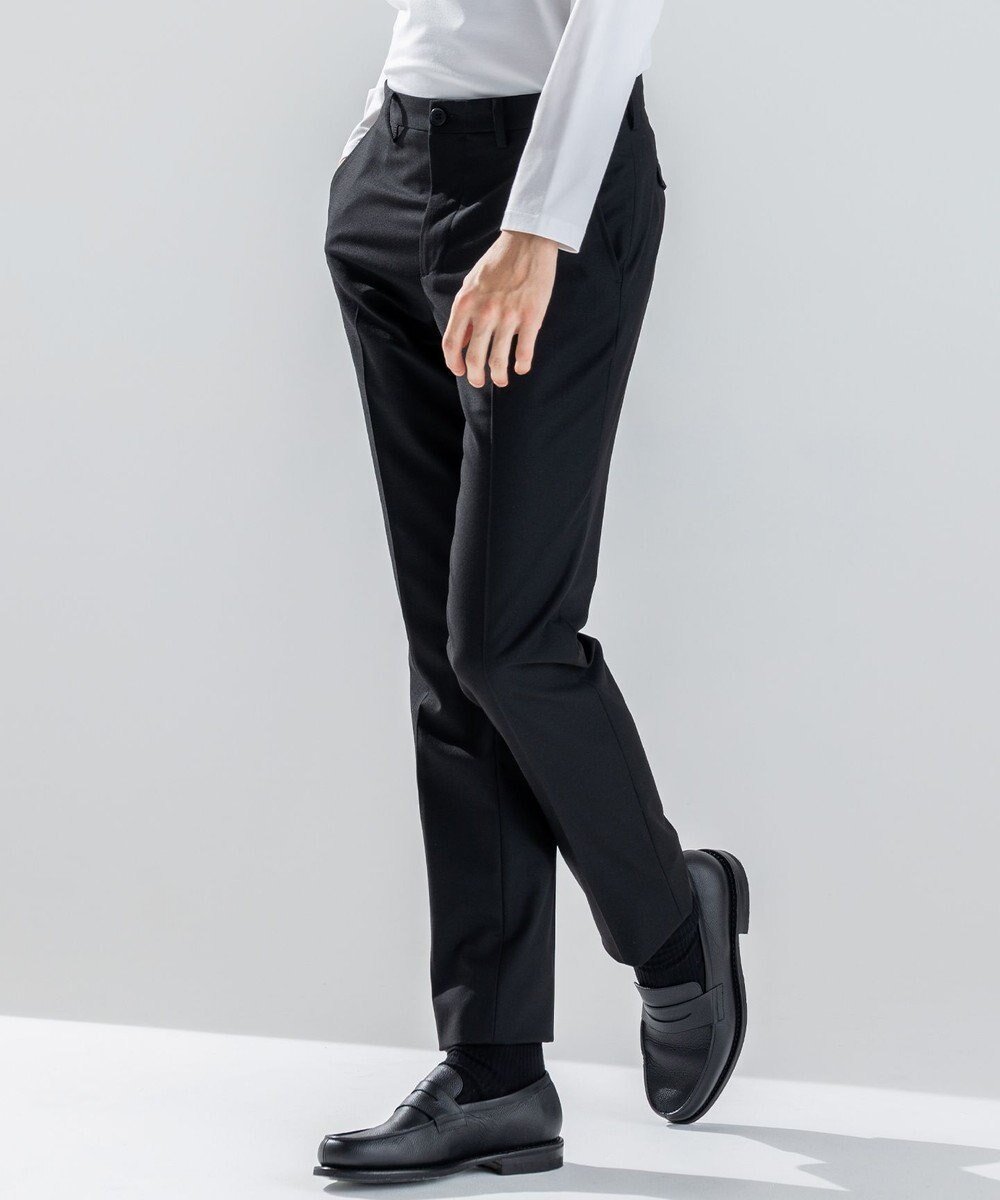【ジョゼフ オム/JOSEPH HOMME / MEN】の【洗える/しわになりにくい/ストレッチ】ウール混 キャリーマンストレッチ テーパードパンツ / CITY インテリア・キッズ・メンズ・レディースファッション・服の通販 founy(ファニー) 　ファッション　Fashion　メンズファッション　Fashion for Men　ボトムス　Bottoms　洗える　Machine Washable　ストレッチ　Stretch, Stretchy Fabric　スラックス　Slacks, Dress Pants　テーパード　Tapered, Tapered Pants　定番　Standard, Basic Item　フラップ　Flap, Flap Pocket　フランス　France, French　A/W・秋冬　Autumn/Winter　おすすめ　Recommended / Our Picks　エレガント 上品　Elegant　ビジネス 仕事 通勤　Business / Work / Commuting　ブラック系|ID: prp329100004710927 ipo3291000000034028906