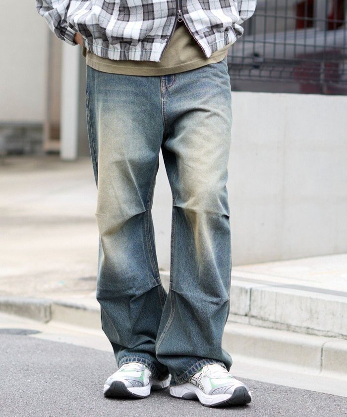 【ウィゴー/WEGO / MEN】の【S～Lサイズ展開/ウエスト調整可】パラシュートデニムパンツ インテリア・キッズ・メンズ・レディースファッション・服の通販 founy(ファニー) https://founy.com/ ファッション Fashion メンズファッション Fashion for Men ボトムス Bottoms デニムパンツ・ジーンズ Denim Pants 春 Spring ショルダー Shoulder, Shoulder Strap シンプル Simple, Minimal スウェット / スエット Sweatshirt, Sweatwear スニーカー Sneakers, Trainers スマホ Smartphone, Mobile Device デニム Denim, Jeans Material トレンド Trend, Trending Now バランス Balance, Style Balance ビッグ Big, Oversized ワイド Wide, Wide Fit A/W・秋冬 Autumn/Winter 夏 Summer |ID: prp329100004710932 ipo3291000000034028940