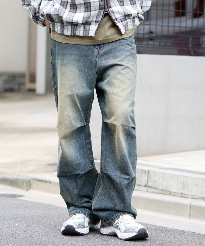 【ウィゴー/WEGO / MEN】の【S～Lサイズ展開/ウエスト調整可】パラシュートデニムパンツ インテリア・キッズ・メンズ・レディースファッション・服の通販 founy(ファニー) https://founy.com/ ファッション Fashion メンズファッション Fashion for Men ボトムス Bottoms デニムパンツ・ジーンズ Denim Pants 春 Spring ショルダー Shoulder, Shoulder Strap シンプル Simple, Minimal スウェット / スエット Sweatshirt, Sweatwear スニーカー Sneakers, Trainers スマホ Smartphone, Mobile Device デニム Denim, Jeans Material トレンド Trend, Trending Now バランス Balance, Style Balance ビッグ Big, Oversized ワイド Wide, Wide Fit A/W・秋冬 Autumn/Winter 夏 Summer |ID: prp329100004710932 ipo3291000000034243003