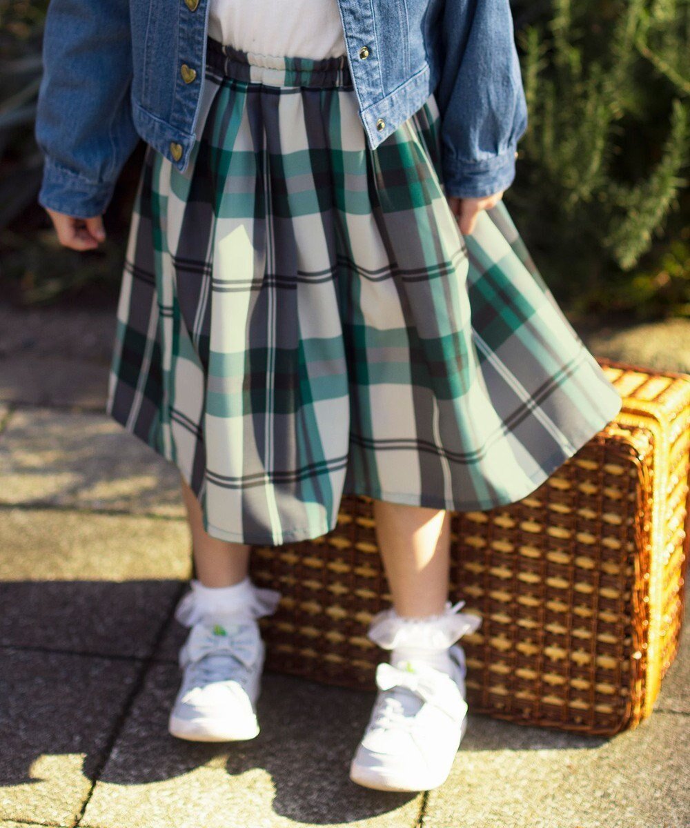 【エニィ/ANY / KIDS】のカラー チェック スカート インテリア・キッズ・メンズ・レディースファッション・服の通販 founy(ファニー) 　ファッション　Fashion　キッズファッション　Fashion for Kids　おすすめ　Recommended / Our Picks　チェック　Check, Plaid, Tartan　ポケット　Pocket, Pocket Detail　夏　Summer　春　Spring　S/S・春夏　SS, Spring/Summer, Warm Season　長袖　Long Sleeve, Full Sleeve　グリーン系チェック|ID: prp329100004712221 ipo3291000000034037402