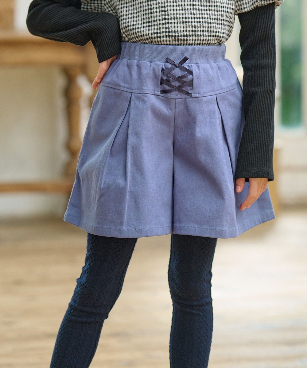 【組曲 / KIDS/KUMIKYOKU】の【110-140㎝】レースアップ キュロット 人気、トレンドファッション・服の通販 founy(ファニー) 　ファッション　Fashion　キッズファッション　Fashion for Kids　ボトムス　Bottoms　キュロット　Culottes, Wide Shorts　ショート　Short, Short Length　ツイル　Twist, Twisted Detail　デニム　Denim, Jeans Material　ヨーク　Yoke, Yoke Design　レース　Lace, Lace Fabric　夏　Summer　春　Spring　S/S・春夏　SS, Spring/Summer, Warm Season　 other-1|ID: prp329100004713100 ipo3291000000034177032