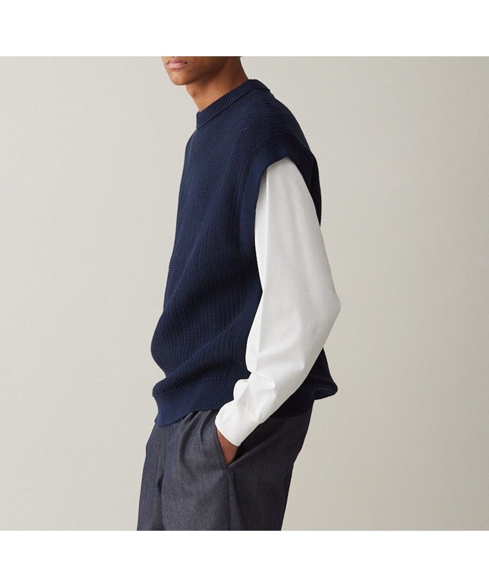 【アンフィーロ/UNFILO / MEN】のメッシュ ニットベスト 24年春夏商品 インテリア・キッズ・メンズ・レディースファッション・服の通販 founy(ファニー) 　ファッション　Fashion　メンズファッション　Fashion for Men　トップス・カットソー　Cut & Sew Tops　ニット・セーター / 定番トップス　Knit Tops & Sweaters　ベスト・ジレ　Vests & Gilets　ウォッシャブル　Machine Washable　タンク　Tank Top, Sleeveless Top　パターン　Pattern, Design Print　ベスト　Vest, Waistcoat　ボックス　Boxy, Box Shape　ミドル　Middle Length, Mid Height　メッシュ　Mesh, Net Fabric　夏　Summer　春　Spring　S/S・春夏　SS, Spring/Summer, Warm Season　洗える　Machine Washable　長袖　Long Sleeve, Full Sleeve　ネイビー|ID: prp329100004713114 ipo3291000000034047156