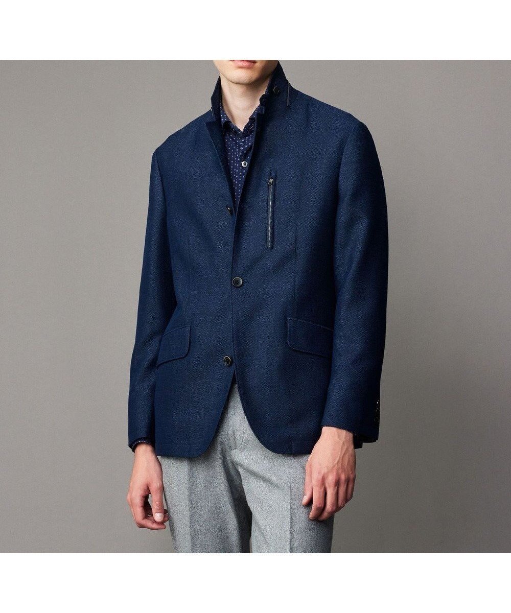 【ジョセフ アブード/JOSEPH ABBOUD / MEN】の【清涼/軽量/ストレッチ/ソフト】プリントレノクロス コンバーチブル ジャケット インテリア・キッズ・メンズ・レディースファッション・服の通販 founy(ファニー) 　ファッション　Fashion　メンズファッション　Fashion for Men　アウター　Men's Coats Outerwear　ブルゾンジャケット / カジュアルアウター　Bomber Jackets & Blousons　秋　Autumn　軽量　Lightweight, Ultra Light　シンプル　Simple, Minimal　ジャケット　Jacket, Outerwear　ストレッチ　Stretch, Stretchy Fabric　定番　Standard, Basic Item　ブルゾン　Blouson, Bomber Jacket　プリント　Print, Printed Pattern　メランジ　Melange, Mixed Yarn　A/W・秋冬　Autumn/Winter　夏　Summer　ネイビー系|ID: prp329100004713126 ipo3291000000034724627