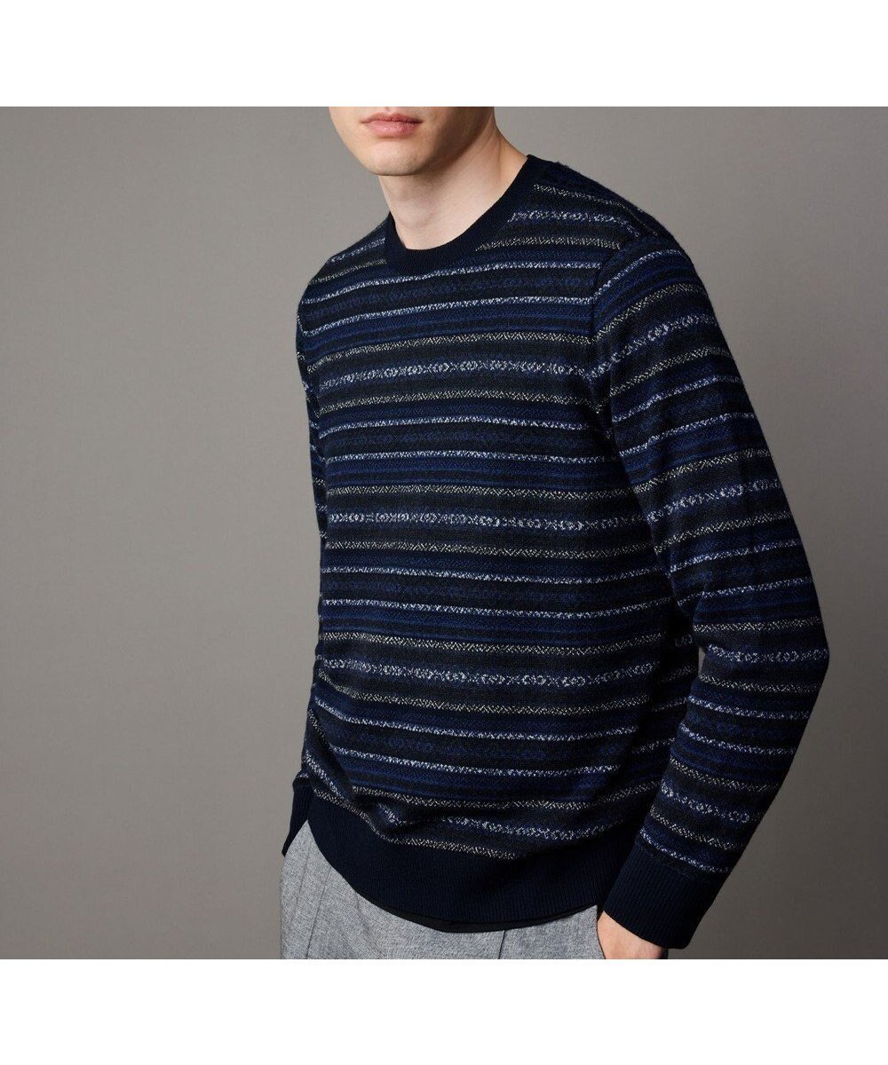 【ジョセフ アブード/JOSEPH ABBOUD / MEN】の【イタリア糸使用/洗える】フェアアエルクルーネック ニット インテリア・キッズ・メンズ・レディースファッション・服の通販 founy(ファニー) 　ファッション　Fashion　メンズファッション　Fashion for Men　トップス・カットソー　Cut & Sew Tops　ニット・セーター / 定番トップス　Knit Tops & Sweaters　アクリル　Acrylic Material　イタリア　Italy　インナー　Innerwear　ジャケット　Jacket, Outerwear　セーター　Sweater, Knitwear　ブルゾン　Blouson, Bomber Jacket　吸水　Absorbent, Quick-Dry　洗える　Machine Washable　A/W・秋冬　Autumn/Winter　ネイビー系7|ID: prp329100004713130 ipo3291000000034047216