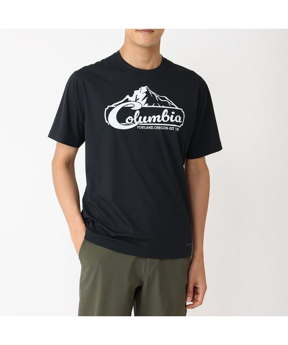【コロンビア/Columbia / MEN】のColumbia/ ライトキャニオンオムニフリーズグラフィックショートスリーブTシャツ /コロンビア インテリア・キッズ・メンズ・レディースファッション・服の通販 founy(ファニー) 　ファッション　Fashion　メンズファッション　Fashion for Men　トップス・カットソー　Cut & Sew Tops　メンズシャツ　Shirts　カットソー　Cut and Sewn Top　グラフィック　Graphic, Graphic Design　サークル　Circle, Round Design　フロント　Front, Front Design　プリント　Print, Printed Pattern　ベーシック　Basic, Essential　半袖　Short Sleeve, Half Sleeve　メッシュ　Mesh, Net Fabric　A/W・秋冬　Autumn/Winter　S/S・春夏　SS, Spring/Summer, Warm Season　おすすめ　Recommended / Our Picks　夏　Summer　Black|ID: prp329100004713153 ipo3291000000034047303