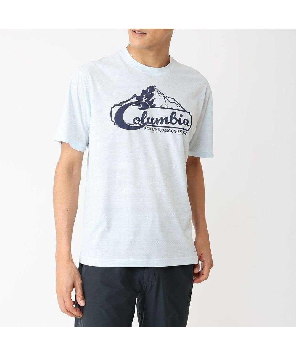 【コロンビア/Columbia / MEN】のColumbia/ ライトキャニオンオムニフリーズグラフィックショートスリーブTシャツ /コロンビア インテリア・キッズ・メンズ・レディースファッション・服の通販 founy(ファニー) 　ファッション　Fashion　メンズファッション　Fashion for Men　トップス・カットソー　Cut & Sew Tops　メンズシャツ　Shirts　カットソー　Cut and Sewn Top　グラフィック　Graphic, Graphic Design　サークル　Circle, Round Design　フロント　Front, Front Design　プリント　Print, Printed Pattern　ベーシック　Basic, Essential　半袖　Short Sleeve, Half Sleeve　メッシュ　Mesh, Net Fabric　A/W・秋冬　Autumn/Winter　S/S・春夏　SS, Spring/Summer, Warm Season　おすすめ　Recommended / Our Picks　夏　Summer　Ice Grey|ID: prp329100004713153 ipo3291000000034047304