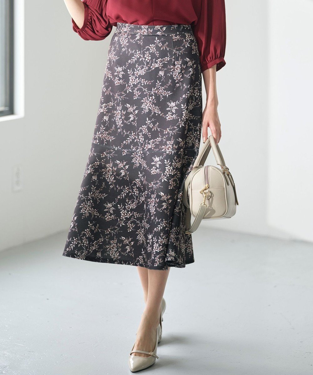 【エニィ スィス/any SiS】の【洗える】フラワープリントペプラム スカート インテリア・キッズ・メンズ・レディースファッション・服の通販 founy(ファニー) 　ファッション　Fashion　レディースファッション　Fashion for Women　スカート　Skirts　グログラン　Grosgrain, Grosgrain Ribbon　フェミニン　Feminine, Girly　フラワー　Flower, Floral　フレア　Flare, Flared　プリント　Print, Printed Pattern　ペプラム　Peplum, Flared Hem　洗える　Machine Washable　A/W・秋冬　Autumn/Winter　スレート系|ID: prp329100004713177 ipo3291000000034233222